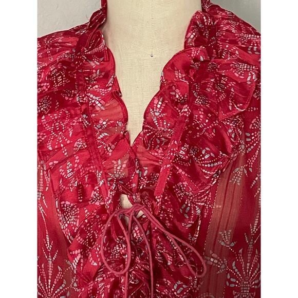 Sabina Musayev Red Ruffle Babydoll Top Short Lace Front - Picture 4 of 9